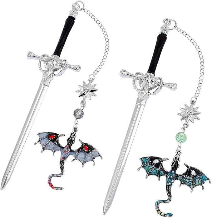 Vintage Sword Dragon Metal Bookmark,Fourth Wing Bookmarks for Men Women, Fantasy Reading Accessories Gifts for Book Lovers(Sword Dragon A)