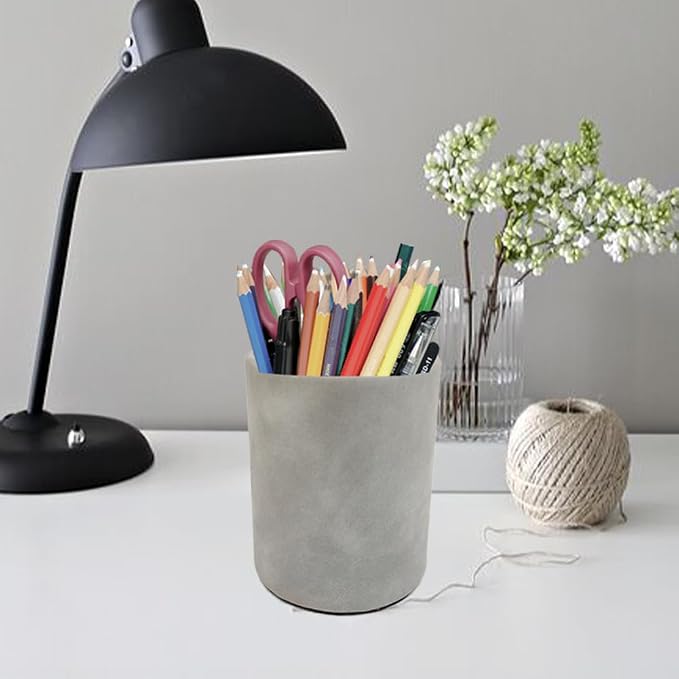 Pen Pencil Holder Cup Container Leather Desk Organizer Stand Decor Brush Scissor Holder Decoration Office Desk Home School