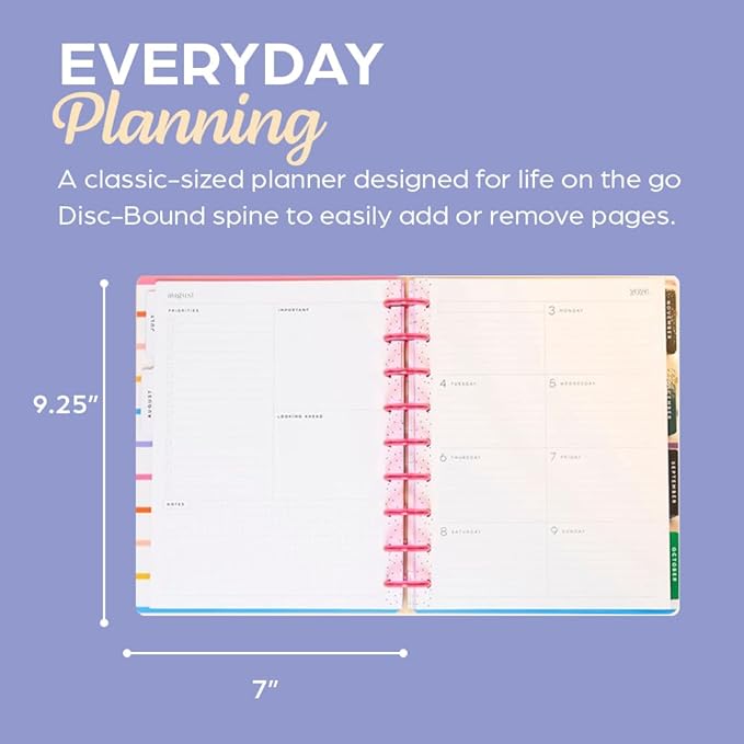 Happy Planner Peanuts Disc-Bound 12-Month Academic Planner, July 2026–June 2027 Planner, 12 Dividers, Classic Size, 7" x 9.25", Dashboard Layout