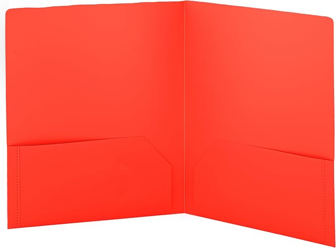 Folders with 2 Pockets Red, Colored Plastic File School Folder Letter Size, Heavy Duty Poly Portfolio Folder with Two-Pockets, Also Available in Purple, Green, Blue, Pink, and Grey, 1 Pc - By Enday