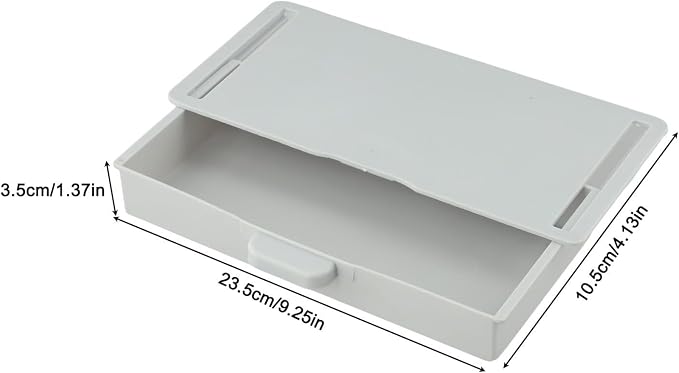 Under Desk Drawer Organizer Self-Adhesive Box Attachment,For Office Home Desktop Pen And Things Holder, Hidden-Design For Space-Saving And More Neat,ABS Plastic(Grey)