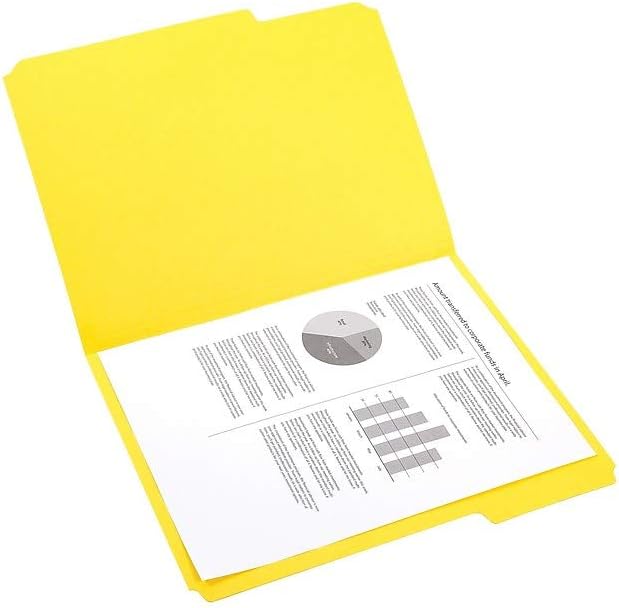 Staples Reinforced Colored File Folders, Letter Size, 3‑Tab Design, Yellow, Heavy‑Duty Construction, 100/Box