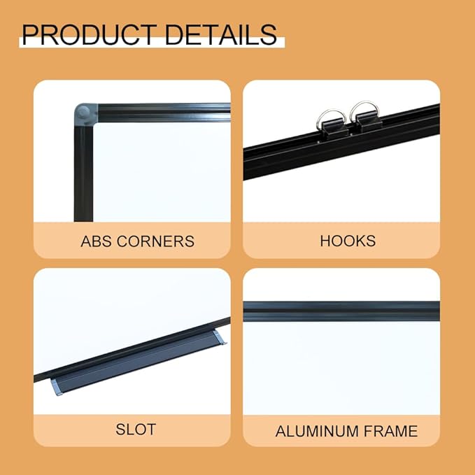 Large Dry Erase White Board - 44 X 32 Inches Magnetic Hanging Whiteboard for Wall with Black Aluminum Frame for Home, Classroom,Office