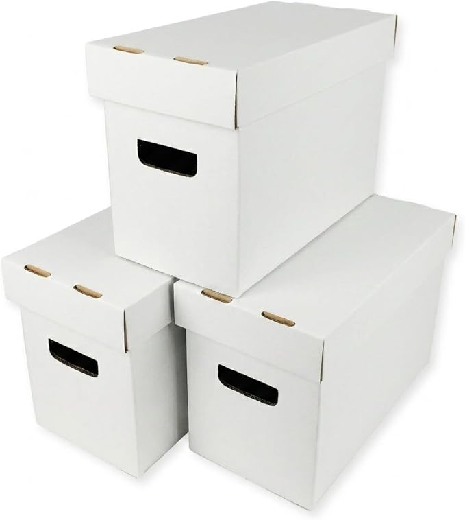 Max Protection Comic Book Storage Boxes - Pack of 3 - Short Cardboard for 150-175 Comic Books - Double Thickness Design - Premium Stackable Book Box for Silver Age & Modern Comics