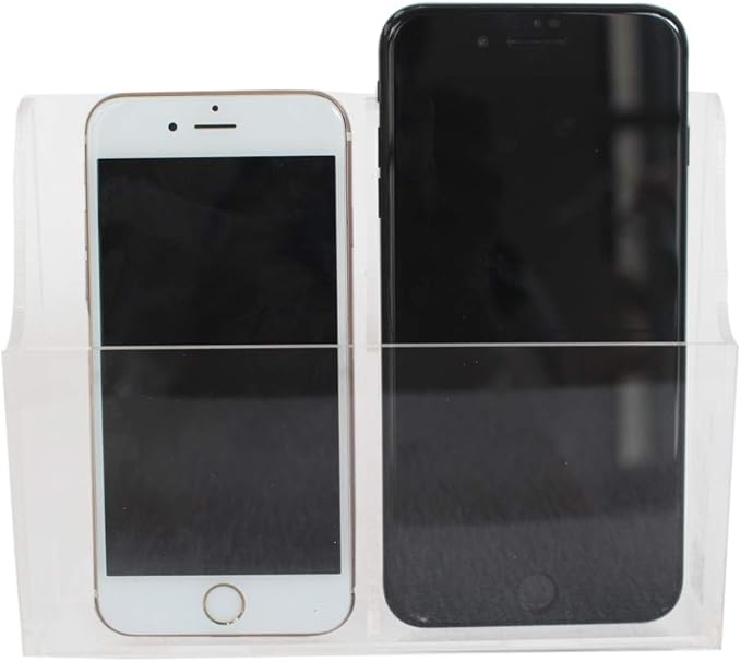 Acrylic Wall Mount Desk Organizer Storage Box for Cell Phones Holder in Home Office (2 Grid)