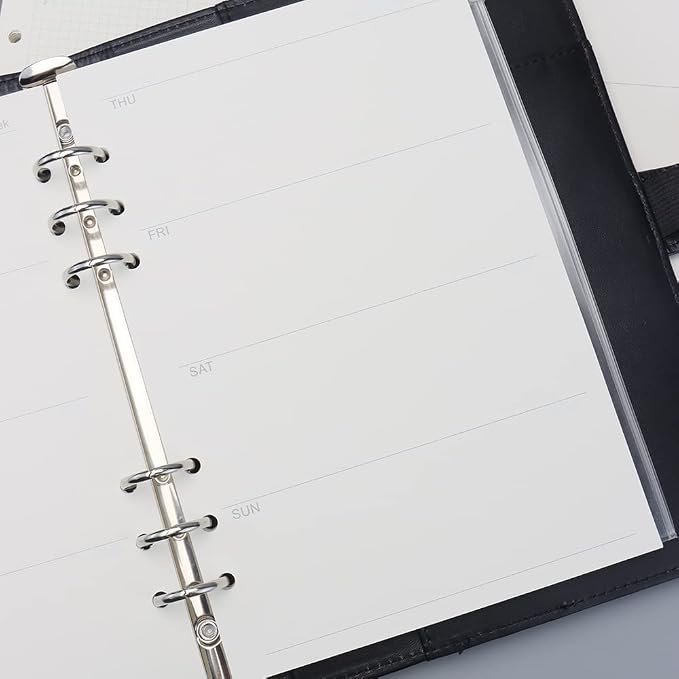 AxeWoodz A5 Refill Paper 3 Pack Undated Daily Weekly Monthly Binder Inserts 6-Hole Punched Filler Paper Planner Refills, 135 Sheets/270 Pages Refillable Binder Papers