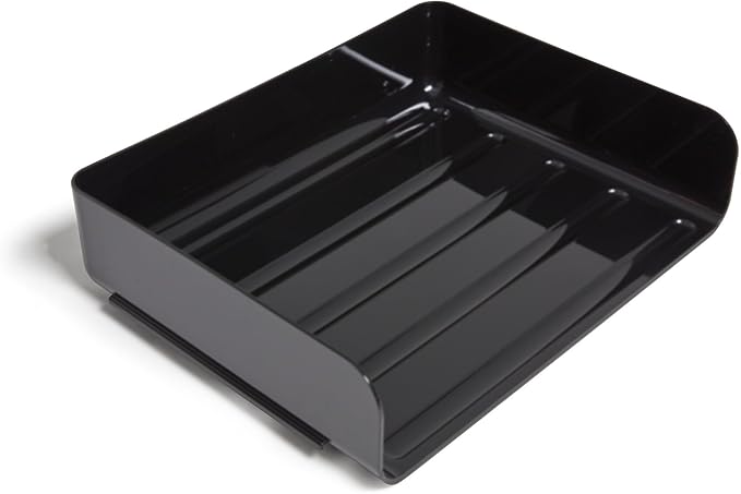 TRU RED Side‑Load Stackable Plastic Letter Tray, Black, 6‑Pack – Desktop Paper Organizer for Office Files & Documents