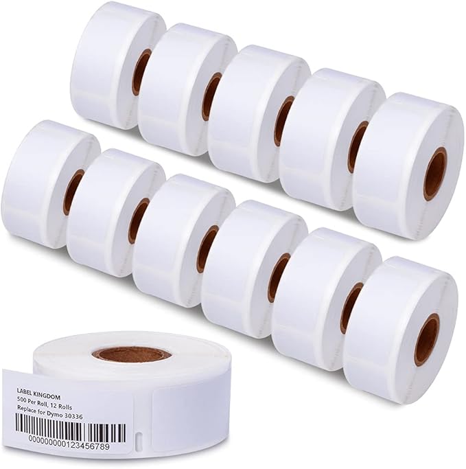 Label KINGDOM 12 Rolls Compatible Dymo 1" x 2-1/8" Multipurpose Labels Replacement for DYMO 30336 Barcode Labels for Label Writer 450, 450 Turbo, 4XL Desktop Printers