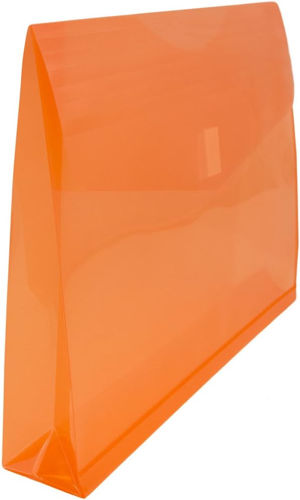 JAM PAPER Plastic Expansion Envelopes with Hook & Loop Closure - Letter Booklet - 9 3/4 x 13 with 2 Inch Expansion - Orange - 12/Pack