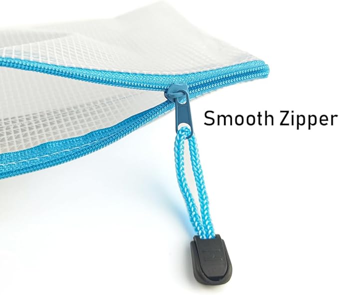 AUSTARK 24pcs Mesh Zipper Pouch Bags with Label, Multipurpose Waterproof Organization Storage Bag for Office School Home Travel (6.3''x4.7'', 12-Colors Zipper)