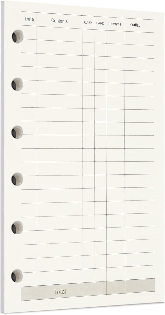 Zelten Loose Leaf Punched Paper Refills Paper for 6 Hole Binder Personal Organizer Diary Notebook Refillable Planner (Finance, A7/6 Hole)