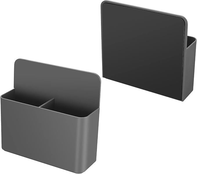 Grey Strong Magnetic Marker Holder/Dry Erase Pen Holder - Storage for Dry Erase Marker, Eraser, Bottle Opener, Remote Controls, Notes - Ideal for Magnetic Board, Fridge Door, and Locker