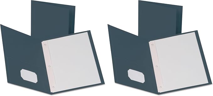 Oxford Two-Pocket Folders w/Fasteners, Dark Blue, Letter Size, 25 per Box (57738) (Pack of 2)