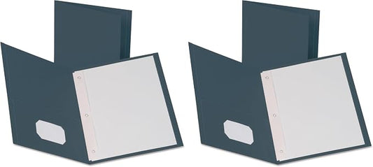 Oxford Two-Pocket Folders w/Fasteners, Dark Blue, Letter Size, 25 per Box (57738) (Pack of 2)