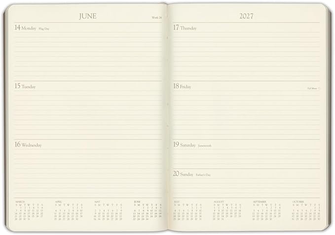 Gallery Leather Desk Weekly Monthly Planner 2027, Elegantly Bound Calendar Planner and Notebook with Stylish Gold-Gilded Page Edges, 12 Months - Acadia Green - 8x5.5"