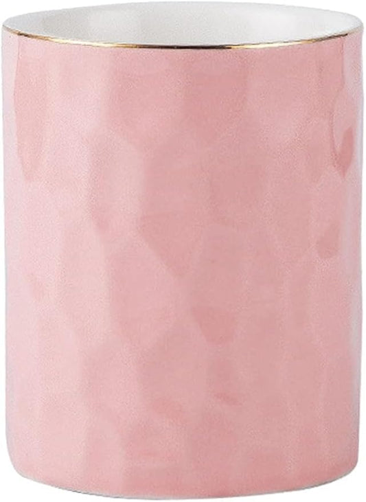 HANKOR Ceramic Pen Holder Cup Pencil Holder for Desk, Makeup Brush Holder Organizer for Office Home (Pink)