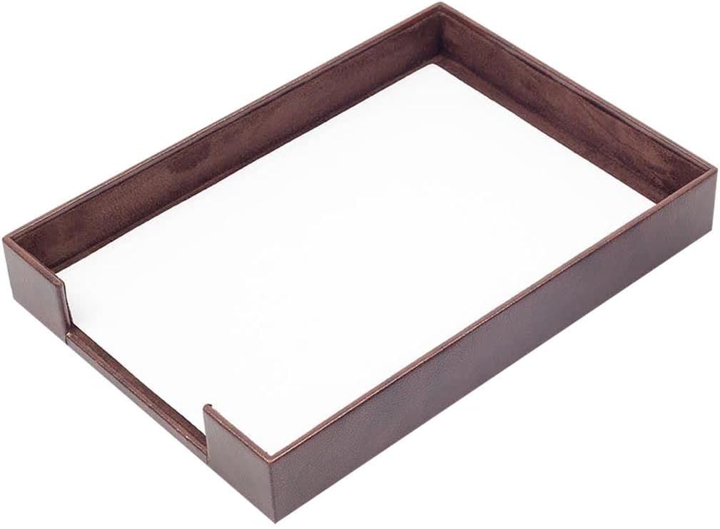 MOOGCO Brown Leather Desk Set - Pad, Note Paper Holder, Pen Holder, Coaster, Accessories, Organizer - Office Desktop Storage, Brown (3T)