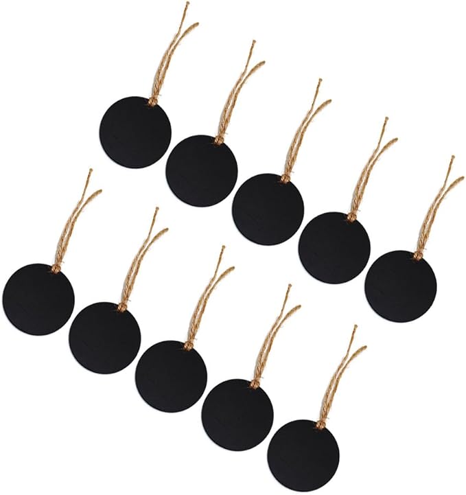 ULTNICE 10Pcs Small Blackboard Pendant with Hemp Rope Double-Sided Mini Chalkboard Signs for Home Decor Wedding Tags and DIY Crafts