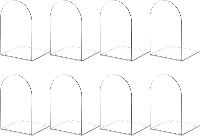 Acrylic Bookends 8 Pieces, Book Ends for Shelves, Clear Bookends for Book Shelves and Desktop Organizer, Transparent Shlef Book Stopper for Home Office Supplies