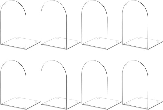 Acrylic Bookends 8 Pieces, Book Ends for Shelves, Clear Bookends for Book Shelves and Desktop Organizer, Transparent Shlef Book Stopper for Home Office Supplies