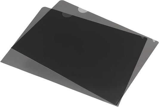 PATIKIL L Type Folders 24 Pack A4 Plastic File Project Pockets Clear Paper Document Jacket Sleeve for Office, Black