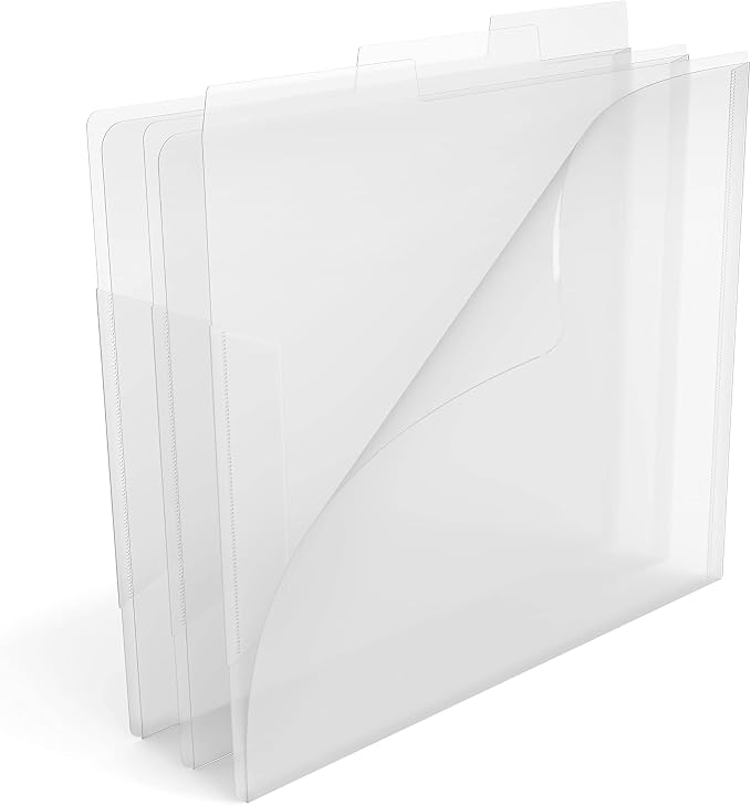 Staples 3‑Tab File Folder, Letter Size, Clear Translucent Material, Long‑Lasting Design, 18/Carton