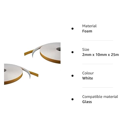 Virtual Plastics Double Sided Foam Adhesive Sticky Tape - White - 2mm x 10mm x 25m - Security/Glazing/Craft Tape