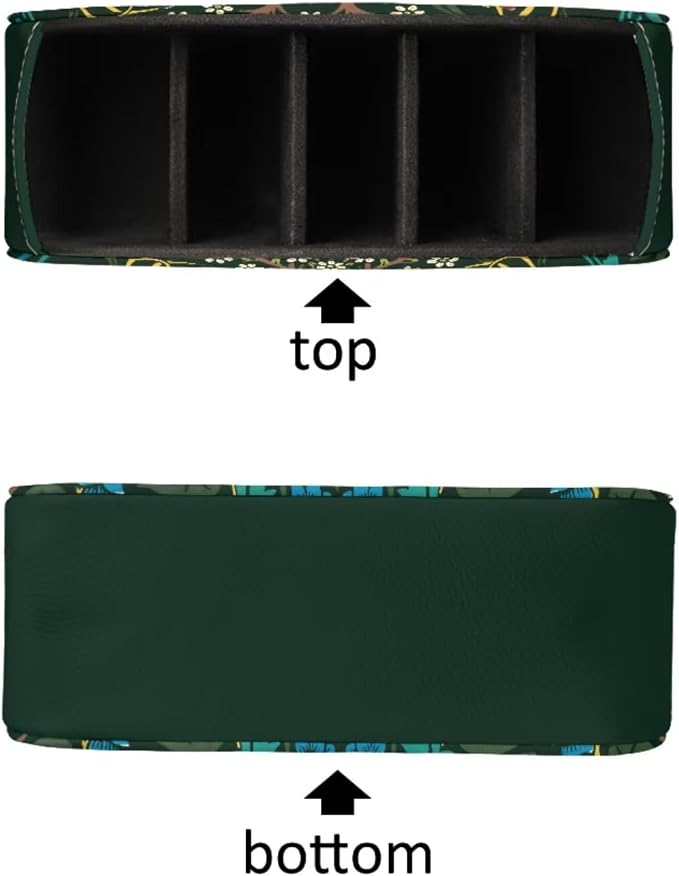 William Morris Green Leaf TV Remote Holder with 5 Compartments, Office Desk Nightstand Couch Organizers/Bedside Table Accessory, Storage for Pens/Controllers/Media Players