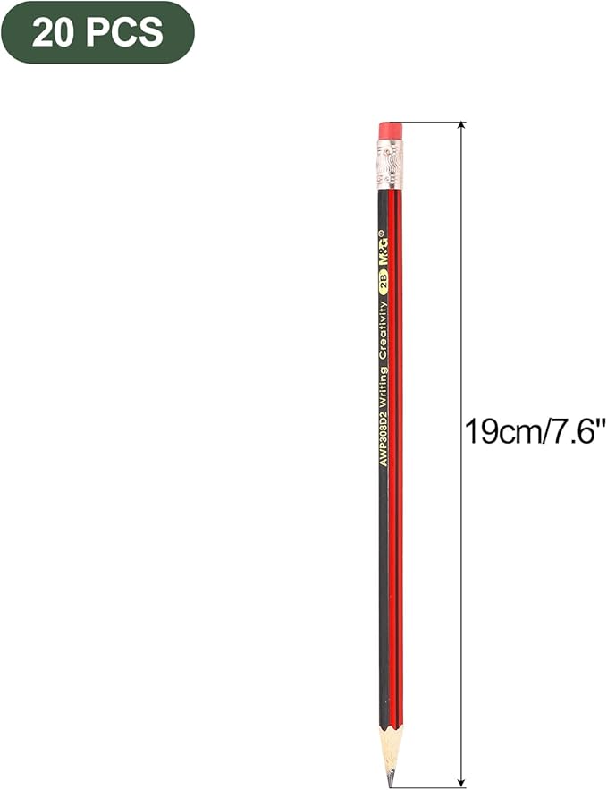 M&G Wooden Hexagonal Pencils, 2 Set 2B Pencils Graphite Round Pencils with Eraser for Classroom Teacher Office Supplies, Red Black