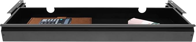 30 Inch Under Desk Mounted Sliding Pull-out Drawer Storage for Sit Stand Workstation Office(Applicable Table Thickness: 0.79in) Black
