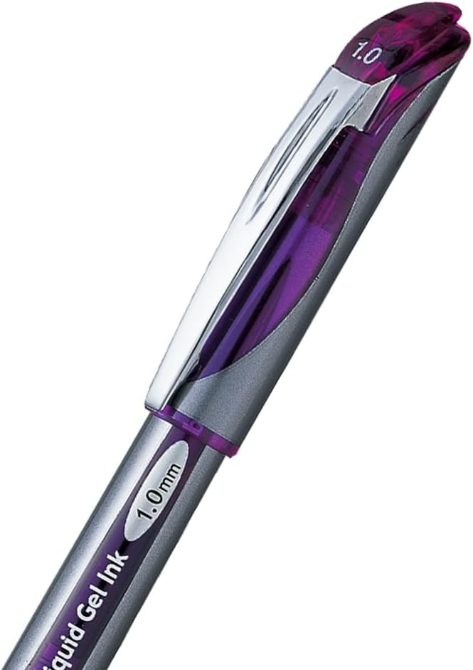 Pentel ENER-GEL Deluxe Liquid Gel Pen, Bold Line, Metal Tip, Violet Ink, Box of 12 (BL60-V)
