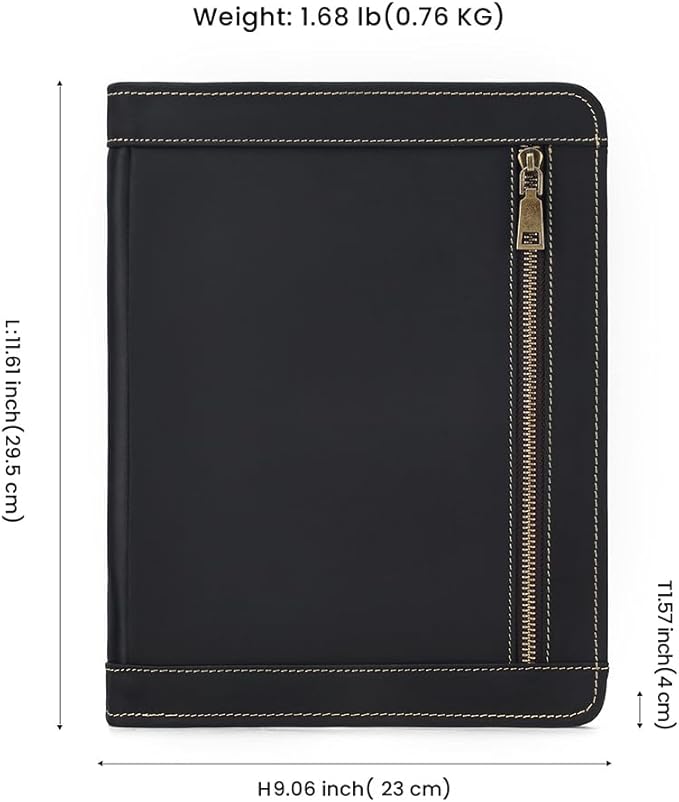 Leather Case for ipad Pro 11" Genuine Leather Smart Folio with Pencil Holder Zipper Pocket Multifunctional iPad case Compatible with iPad 11 /iPad 10.5/10.2 inch ipad/iPad 9.7 (Black)