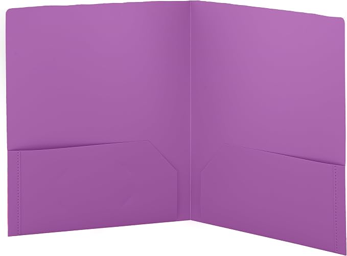 Enday Plastic File Folder with 2 Pockets, Purple, Letter Size, 11.5 x 9.5 in