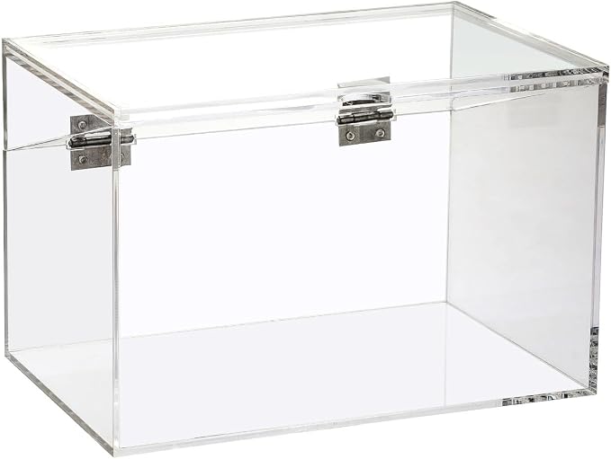 BTSKY Clear Acrylic 5 x 8 inch Index Card Box with Sign Lid - Index Card Holder Notecard Box Recipe Card Box Plastic Storage Organizer for Filling Index Cards, Note Cards, Flashcards, Recipes