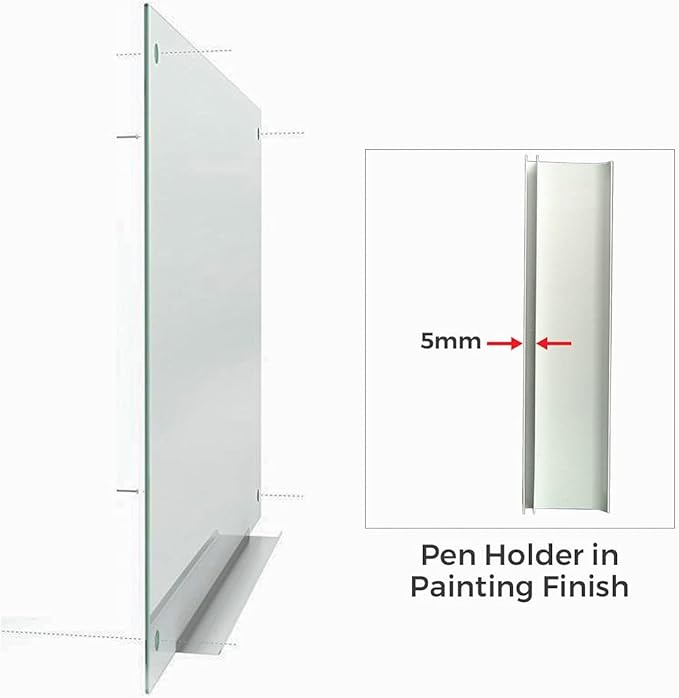Magnetic Dry Erase Glass Board 36"x48", Eased Corners Floating Blue Surface Frameless Glass Board with Eraser, Magnets, Marker for Office & Home by Fab Glass & Mirror