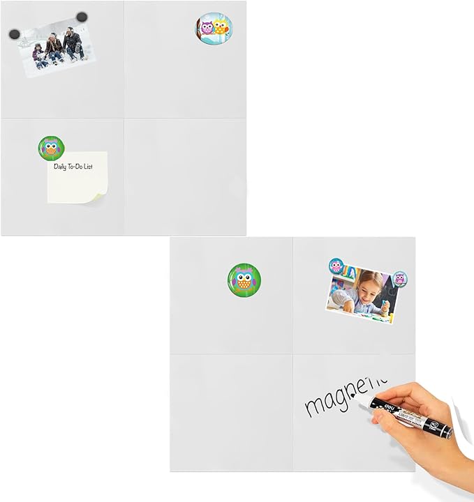 Whiteboard with Adhesive for Tile Wall,White Magnetic Receptive Sheet Metal Board,Small 8X8 Writing Board,8 Pack