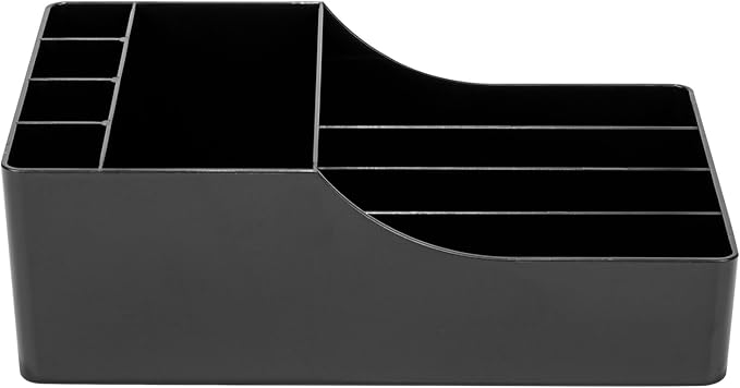 Restaurantware Restpresso Coffee Bar Organizer, 1 Count Durable 9 Compartments, Compact Size, Black Plastic Tabletop Coffee Supplies Organizer For Homes, Office Spaces, Breakrooms, and Lounges