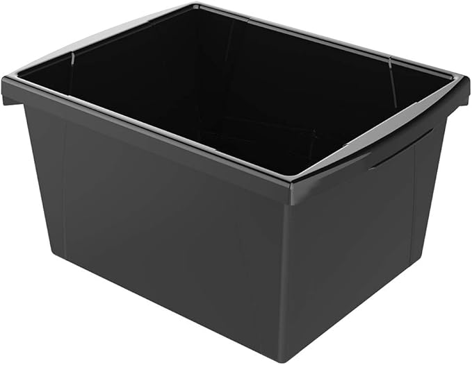 Storex 4 Gallon Storage Bin – Plastic Classroom Organizer for Books and Supplies, Black, 6-Pack (61466C06C)