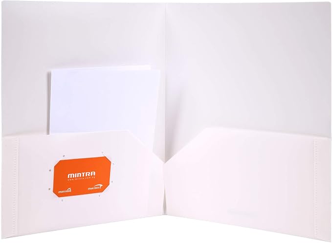 Mintra Office Poly Pocket Folders (White, 8pk)