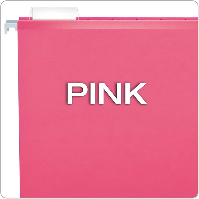 Pendaflex 04153 1/5 PIN Reinforced Hanging Folders, Legal Size, Pink, 1/5 Cut, 25/BX (4153 1/5 PIN)