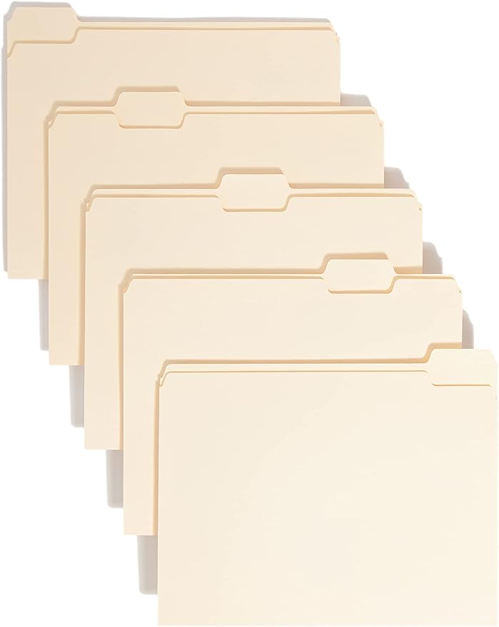 Smead File Folder, 1/5-Cut Tab, Assorted Positions, Letter Size, Manila, 100 per Box (10350)
