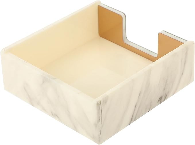 Memo Pad Box and Sticky Paper Case, Marble Pattern Desktop Notepad Organizer Gold Accent, Office Supply Organizer for Memo Pad Storage and Note Dispensing