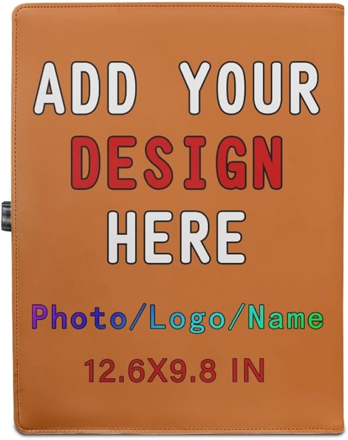 Personalized Padfolio with Logo Photo Name, Custom Business Portfolio Folder for A4 Clipboard Documents/Card Holder, Chocolate