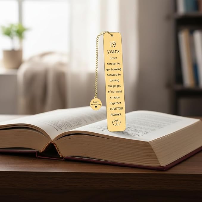 Bronze 19th Anniversary Bookmark Gifts for Men Women 19 Years Anniversary Wedding Gift for Him Her 19th Marriage Gift for Wife Husband Parents Happy 19 Year Anniversarys Gifts for Couple Spouse
