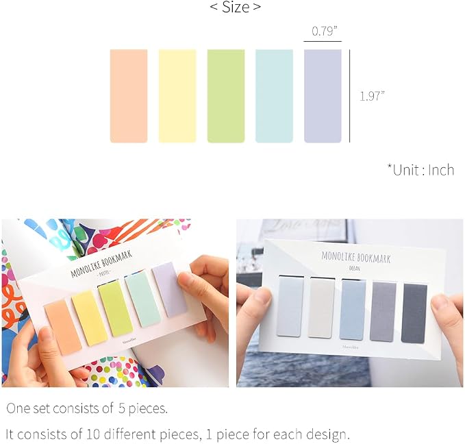 Monolike Magnetic Bookmarks Pastel + Ocean, 10 Pieces