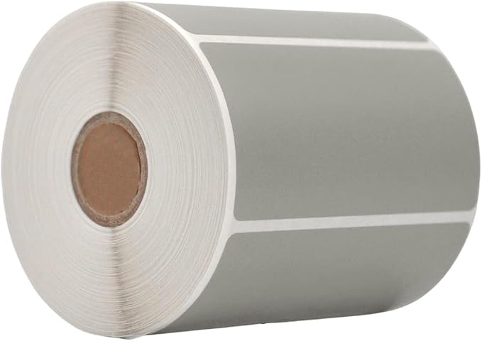 WOD Gray Direct Thermal Label Rolls - 4 x 2 inch, 725 Nametag Stickers per Roll, Permanent Adhesive for Color Coding, Labeling, Inventory Management at Home, Business, and Classroom.
