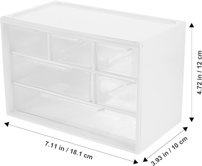 VILLCASE Six-Grid Desktop Storage Box 7.12X4.72X3.93In Clear Plastic Organizer Drawer Multi-Functional Makeup Jewelry Office Supplies Holder for Bathroom Bedroom