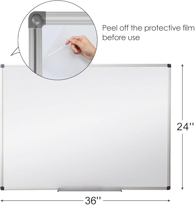 XIWODE 24x36 Inch Magnetic Dry Erase Whiteboard, Silver Aluminum Frame Wall-Mounted, No Ghosting Anti-Stain Easy Clean for Home School Office Conference Room