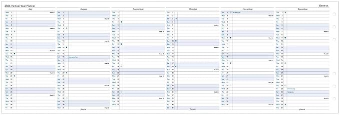 Filofax Calendar Diary Refill, Personal/Compact Size, Vertical Year Planner, White Paper, English, 2026 (C68402-26)