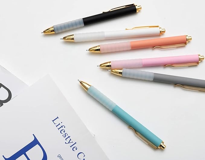 Ballpoint Pens Black Ink 1.0 mm Medium Point Smooth Writing Office Supplies for Women & Men, Note Taking (6-pack)